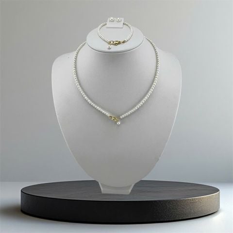 [Kèm Kiểm Định và Hộp] Set Bộ Trang Sức Ngọc Trai Hạt Tròn Nhí 3-4mm Khoá Cham Hạt Trai Chuông MADAME HIEN PEARLS Đáng Yêu SCT042