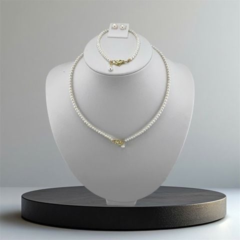 [Kèm Kiểm Định và Hộp] Set Bộ Trang Sức Ngọc Trai Hạt Tròn Nhí 3-4mm Khoá Cham Hạt Trai Chuông MADAME HIEN PEARLS Đáng Yêu SCT042