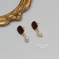 Bông Tai Ngọc Trai Tự Nhiên Kim Bạc s925 Morandi Thời Trang Cổ Điển Vintage MADAME HIEN PEARLS BTB046