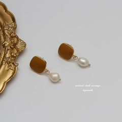 Bông Tai Ngọc Trai Tự Nhiên Kim Bạc s925 Morandi Thời Trang Cổ Điển Vintage MADAME HIEN PEARLS BTB046