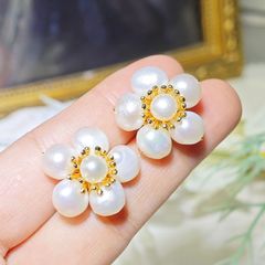 Bông Tai Ngọc Trai Tự Nhiên Mùa Xuân Dáng Hoa Mai 5 Cánh Sang Trọng MADAME HIEN PEARLS Cho Nữ BTN272