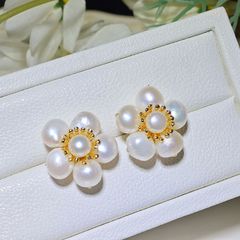 Bông Tai Ngọc Trai Tự Nhiên Mùa Xuân Dáng Hoa Mai 5 Cánh Sang Trọng MADAME HIEN PEARLS Cho Nữ BTN272