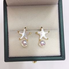 Bông Tai Ngọc Trai Tự Nhiên Ngôi Sao Biển Xà Cừ Sang Trọng Đáng Yêu MADAME HIEN PEARLS Cho Nữ BTN053