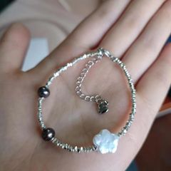 Vòng Tay Cham Bạc Li Ti Phối Ngọc Trai Đen Và Mặt Ngọc Trai Tự Nhiên Baroque Ngôi Sao MADAME HIEN PEARLS VTB055