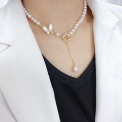 Vòng Cổ Choker Ngọc Trai Tự Nhiên 6-7mm Khoá Bướm Cổ Điển Cỏ Bốn Lá Khóa OT MADAME HIEN PEARLS Cho Nữ CT013C