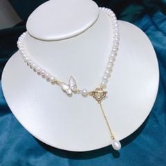 Vòng Cổ Choker Ngọc Trai Tự Nhiên 6-7mm Khoá Bướm Cổ Điển Cỏ Bốn Lá Khóa OT MADAME HIEN PEARLS Cho Nữ CT013C