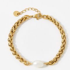 Vòng Tay Chuỗi Xương Rồng Ngọc Trai Tự Nhiên Dây Chuyền Thép Titan Mạ Vàng 14K MADAME HIEN PEARLS VTB032