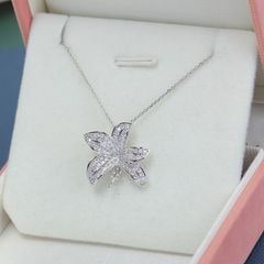 Mặt Dây Chuyền Vòng Cổ Ngọc Trai Tự Nhiên Hoa Ly Khung Vàng  Đính Đá Zircon MADAME HIEN PEARLS Cho Nữ MN051