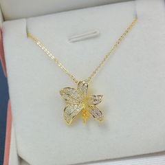 Mặt Dây Chuyền Vòng Cổ Ngọc Trai Tự Nhiên Hoa Ly Khung Vàng  Đính Đá Zircon MADAME HIEN PEARLS Cho Nữ MN051