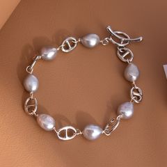Bộ Set Ngọc Trai Vòng cổ + Vòng Tay Bộ Trang Sức Ngọc Trai Xám Tự Nhiên Phối Cham Mũi Heo MADAME HIEN PEARLS SPS074