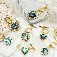 Chốt Khoá Mặt Vòng cổ Hoặc Vòng Tay Mạ Vàng 14k Hình Cỏ 4 Lá Xà Cừ Màu Bàu Ngư May Mắn MADAME HIEN PEARLS PKKC008