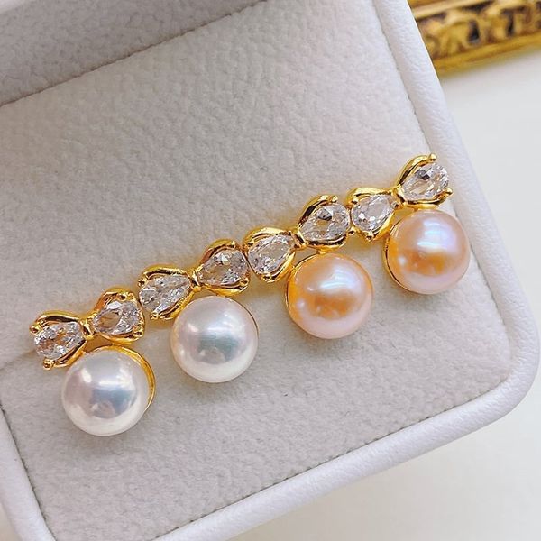 Bông Tai Kim Bạc s925 Dáng Nơ Đính Ngọc Trai Tự Nhiên MADAME HIEN PEARLS Quà Tặng Con Gái BTN132