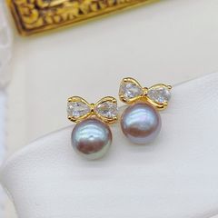 Bông Tai Kim Bạc s925 Dáng Nơ Đính Ngọc Trai Tự Nhiên MADAME HIEN PEARLS Quà Tặng Con Gái BTN132