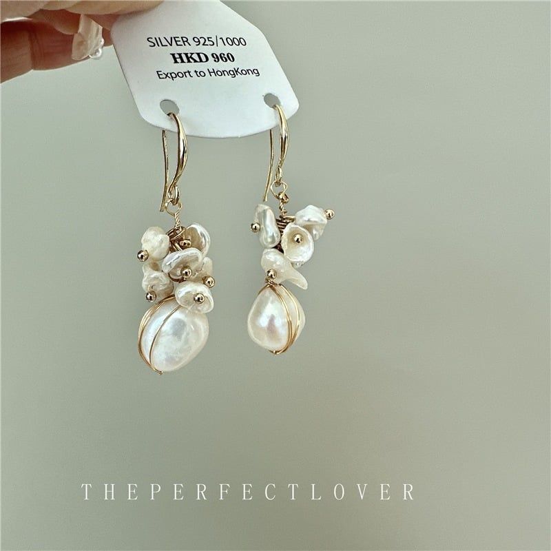 Designer Jewelry Bông Tai Ngọc Trai Baroque Tự Nhiên Tua Rua Bông Hoa MADAME HIEN PEARLS Cho Nữ BTB096