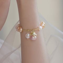 Vòng Tay Hạt Trai Tự Nhiên MADAME HIEN PEARLS Charm Mèo Phong Cách Baroque cá tính đáng yêu VTB005M