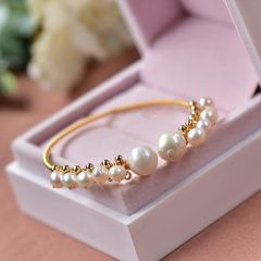 Vòng tay Ngọc Trai Kiểu Còng Cứng Đính Ngọc Trai Tự Nhiên Kiểu Chân Rết Cá Tính Lạ Mắt MADAME HIEN PEARL VTT114