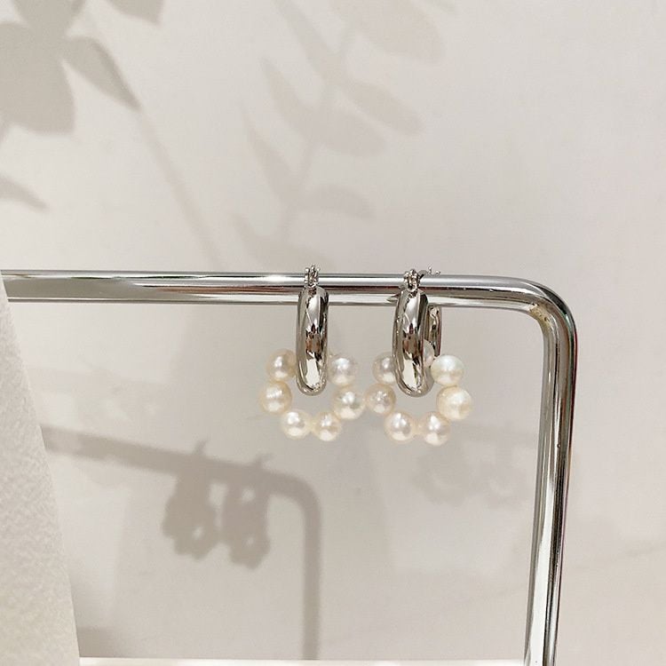 Bông Tai Tròn Đính Vòng Ngọc Trai Gần Tròn Phong Cách Retro MADAME HIEN PEARLS  Cá Tính BTT031