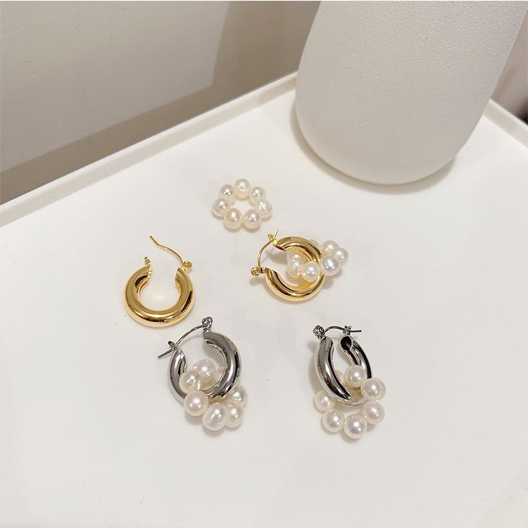 Bông Tai Tròn Đính Vòng Ngọc Trai Gần Tròn Phong Cách Retro MADAME HIEN PEARLS  Cá Tính BTT031