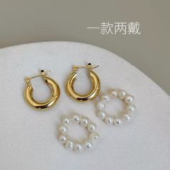 Bông Tai Tròn Đính Vòng Ngọc Trai Gần Tròn Phong Cách Retro MADAME HIEN PEARLS  Cá Tính BTT031