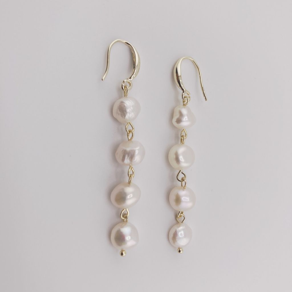 Bông Tai Dáng Dài Tua Rua MADAME HIEN PEARLS Đính Hạt Trai Thanh Lịch, Phong Cách Thời Thượng BTB004B