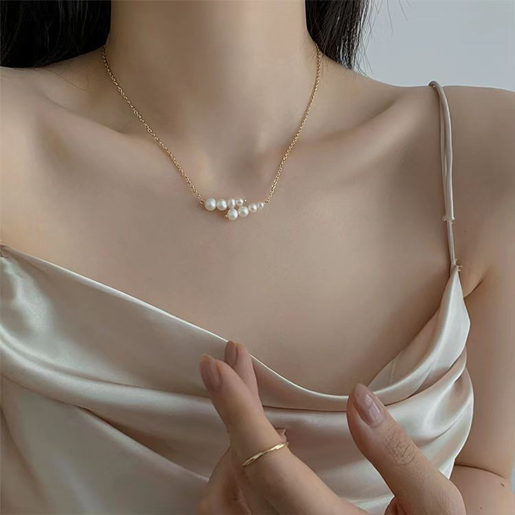 Vòng Cổ Mặt 2 Hàng 8 Hạt Ngọc Trai Tự Nhiên MADAME HIEN PEARL Thời Trang Nữ MT007
