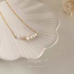 Vòng Cổ Mặt 2 Hàng 8 Hạt Ngọc Trai Tự Nhiên MADAME HIEN PEARL Thời Trang Nữ MT007