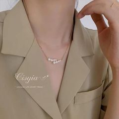 Vòng Cổ Mặt 2 Hàng 8 Hạt Ngọc Trai Tự Nhiên MADAME HIEN PEARL Thời Trang Nữ MT007