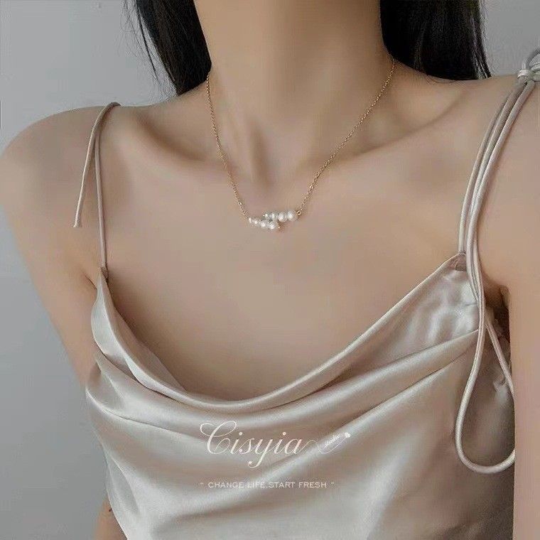 Vòng Cổ Mặt 2 Hàng 8 Hạt Ngọc Trai Tự Nhiên MADAME HIEN PEARL Thời Trang Nữ MT007