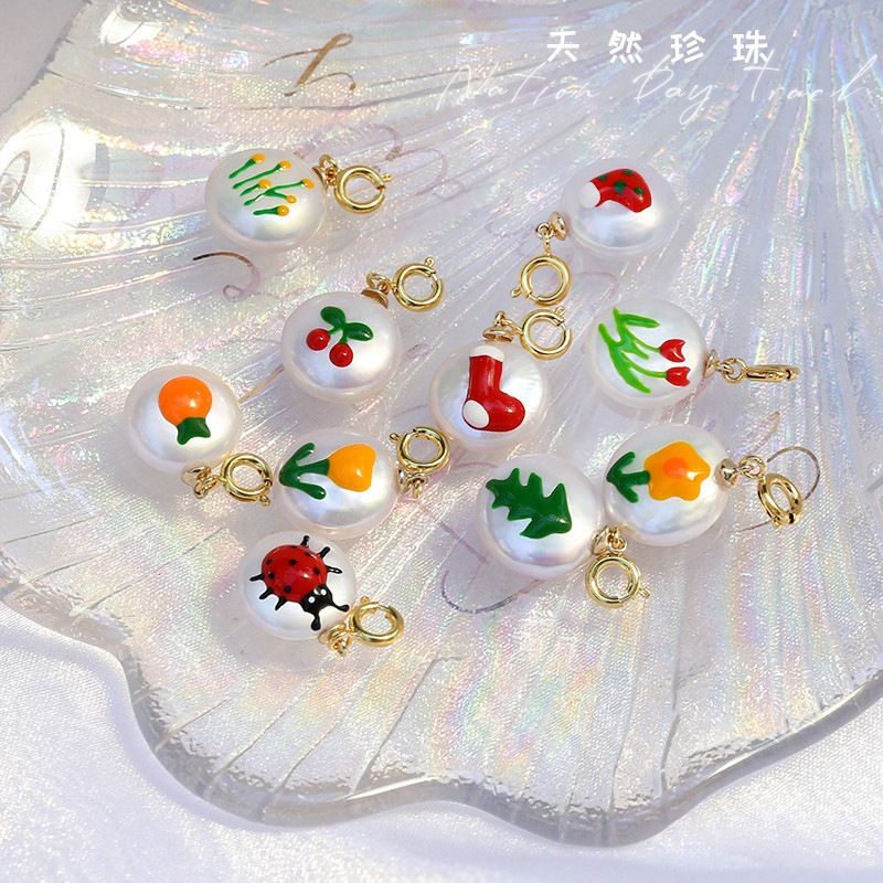 Mặt Dây Chuyền Mặt Ngọc Trai Baroque Đồng Xu Tranh Sơn Dầu Tươi Tắn MADAME HIEN PEARLS Cho Nữ MB037