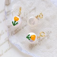 Mặt Dây Chuyền Mặt Ngọc Trai Baroque Đồng Xu Tranh Sơn Dầu Tươi Tắn MADAME HIEN PEARLS Cho Nữ MB037