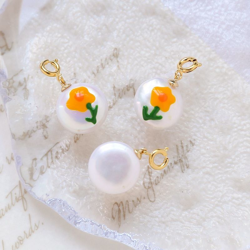 Mặt Dây Chuyền Mặt Ngọc Trai Baroque Đồng Xu Tranh Sơn Dầu Tươi Tắn MADAME HIEN PEARLS Cho Nữ MB037