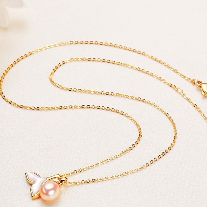 Mặt Dây Chuyền Ngọc Trai Tự Nhiên Phối Cham Đuôi Cá Xà Cừ Dễ Thương MADAME HIEN PEARLS MG029