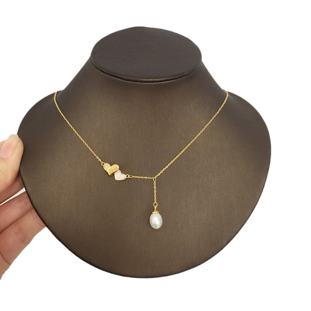 Dây Chuyền Mặt Ngọc Trai Tự Nhiên Phối 2 Trái Tim Yêu Đương Ngọt Ngào Lãng Mạn MADAME HIEN PEARLS Cho Nữ MG039