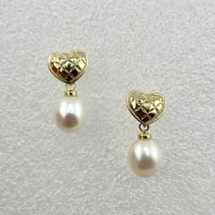 Bông Tai Ngọc Trai Tự Nhiên Mặt Trái Tim Khứa Tua Rua Ngọc Trai Hạt Gạo Đáng Yêu MADAME HIEN PEARLS BTG029B