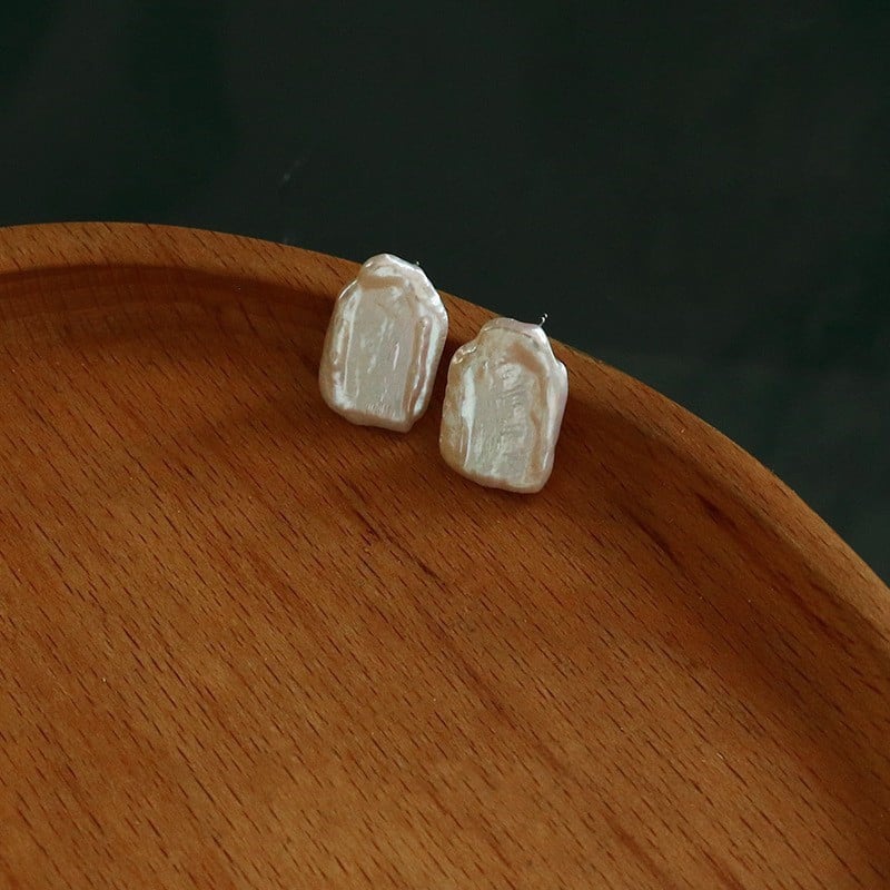 Bông Tai Ngọc Trai Baroque Tự Nhiên Hình Chữ Nhật Cá Tính Phong Cách Châu Âu MADAME HIEN PEARLS Cho Nữ BTB042