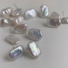 Bông Tai Ngọc Trai Baroque Tự Nhiên Hình Chữ Nhật Cá Tính Phong Cách Châu Âu MADAME HIEN PEARLS Cho Nữ BTB042