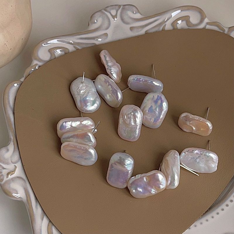 Bông Tai Ngọc Trai Baroque Tự Nhiên Hình Chữ Nhật Cá Tính Phong Cách Châu Âu MADAME HIEN PEARLS Cho Nữ BTB042
