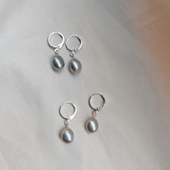 Bông Tai Ngọc Trai Baroque Xám Khoá Tròn MADAME HIEN PEARLS Dễ Thương Cho Nữ BTB098
