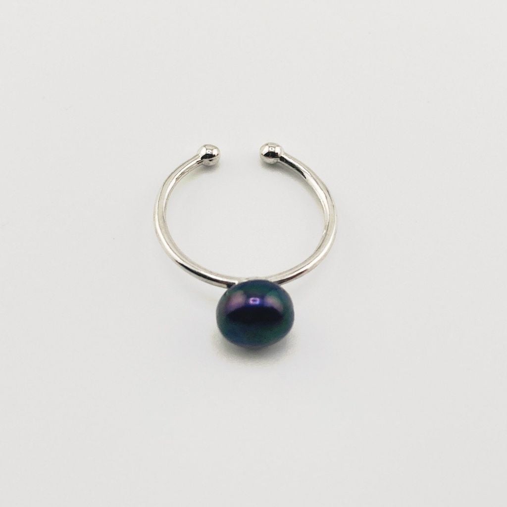 Nhẫn Ngọc Trai Tối Giản Khung Bạc Đính 1 Hạt Ngọc Trai Tự Nhiên Thời Trang NN012