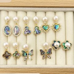 Bông Tai Ngọc Trai Tự Nhiên Tua Rua Cỏ 4 Lá Màu Xà Cừ Vỏ Bàu Ngư Hoạ Tiết LV MADAME HIEN PEARLS Thời Trang Nữ BTN193