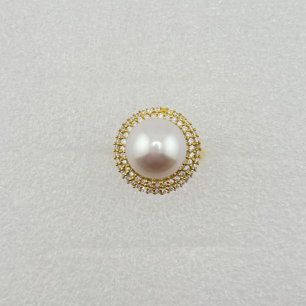 Nhẫn Vàng Thật 10k 9'2 Đính Ngọc Trai 11-12mm Hạt Tròn Đẹp Grade AAA MADAME HIEN PEARLS V10NT002