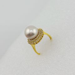 Nhẫn Vàng Thật 10k 1c Đính Ngọc Trai 11-12mm Hạt Tròn Đẹp Grade AAA MADAME HIEN PEARLS V10NT004