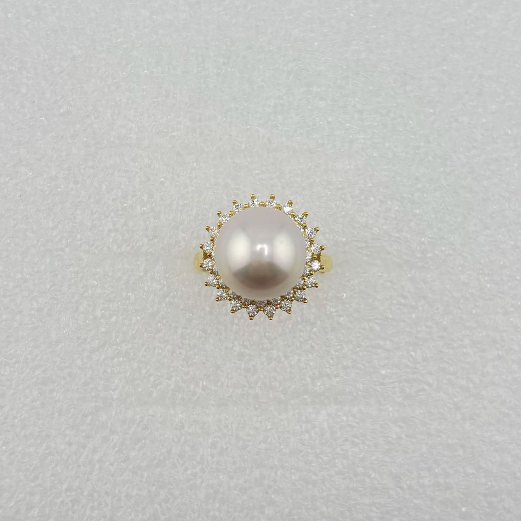 Nhẫn Vàng Thật 10k 1c Đính Ngọc Trai 11-12mm Hạt Tròn Đẹp Grade AAA MADAME HIEN PEARLS V10NT004