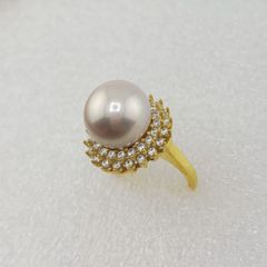 Nhẫn Vàng Thật 10k 1c Đính Ngọc Trai 11-12mm Hạt Tròn Đẹp Grade AAA MADAME HIEN PEARLS V10NT004