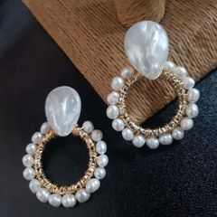Bông Tai Ngọc Trai Tự Nhiên MADAME HIEN PEARLS Phong Cách Sành Điệu Thời Trang Cao Cấp Pháp BTT055