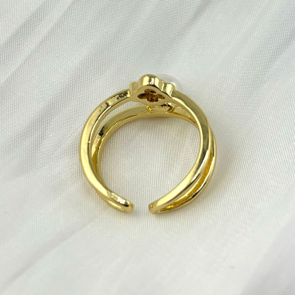 Nhẫn Ngọc Trai Tự Nhiên Vòng Đôi Mặt Ngọc Trai Tự Nhiên Điểm Hoa 4 Cánh Mini Xinh Xắn MADAME HIEN PEARLS Cho Nữ NN095