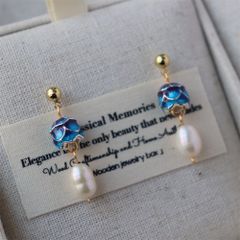 Bông Tai Ngọc Trai Tự Nhiên Tua Rua Hoa Linh Lan Xanh Lá Hoạ Tiết Hoa Trung Đông Cổ Điển Sang Trọng MADAME HIEN PEARLS BTG147