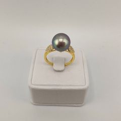 Nhẫn Bạc s925 Mạ Vàng Thật 18K Đính Ngọc Trai 11-12mm Hạt Tròn Đẹp Grade AAA MADAME HIEN PEARLS BMVNT001T
