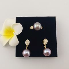 Nhẫn Bạc s925 Mạ Vàng Thật 18K Đính Ngọc Trai 11-12mm Hạt Tròn Đẹp Grade AAA MADAME HIEN PEARLS BMVNT001T