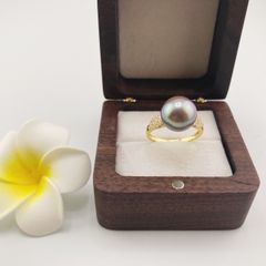 Nhẫn Bạc s925 Mạ Vàng Thật 18K Đính Ngọc Trai 11-12mm Hạt Tròn Đẹp Grade AAA MADAME HIEN PEARLS BMVNT001T